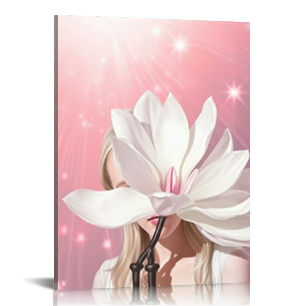 COMIO Blush Pink Flower Picture Wall Art Decor Canvas Wall Art Print ...