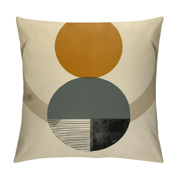 COMIO Bohemian Geometric Throw Pillow Covers Abstract Sunset Pillow Covers Black and Brown Circle Line Pattern Decorative Pillow Protector for Living Room Couch Outdoor