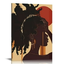 COMIO Boho African American Wall Art Black Girl Canvas Print Black Queen Poster African Minimalist Wall Art Black Girl Boho Art Paintings Black Woman Boho Wall Pictures for Bathroom Decor