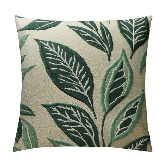 YANMS Boho Green Leaf Tufted Pillow Covers Modern Minimalist Monstrea Abstract Pillowcase Rustic Plant Cushion Case for Bed Couch Sofa Indoor and Qutdoor Home Decor (Green) White