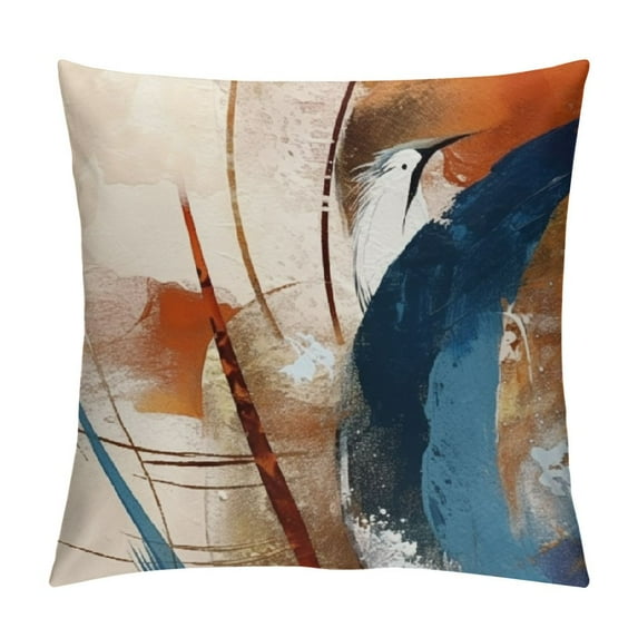 COMIO Boho Mid Century Modern Pillow Covers in Navy Blue Burnt Orange Abstract Pillow Cases Aesthetic Geometric Minimalist Throw Pillows Home Decor for Room Couch Sofa Patio Porch