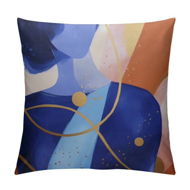 COMIO Boho Pillow Cover Aesthetic Navy Blue Burnt Orange Throw Pillow