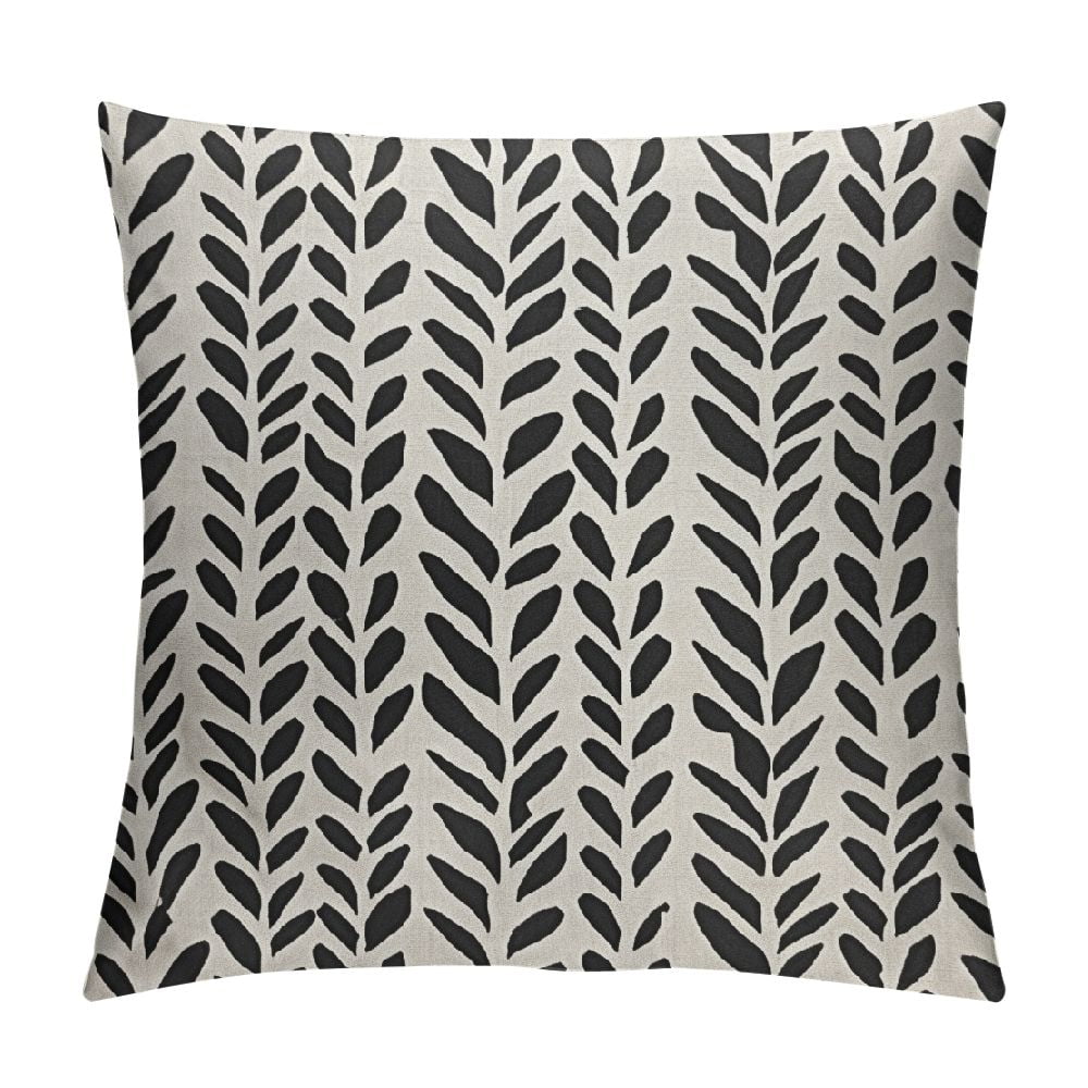 Boho Herringbone Pillow Covers 18x18 Inch Set Of 2 - Navy & White Geometric Cotton Linen Throw Pillow Cases - View #7