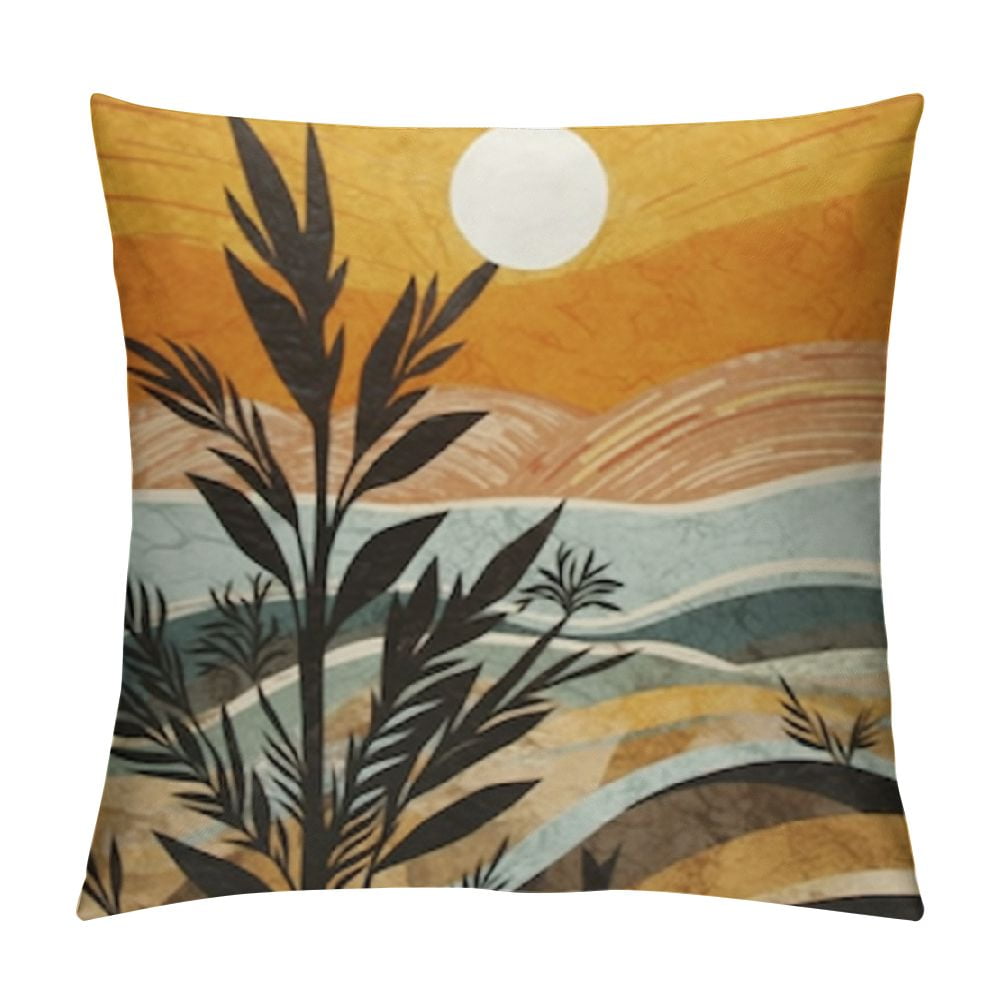 COMIO Boho Pillow Coves Sun Rainbow Botanical Leaf Mountain Nature ...