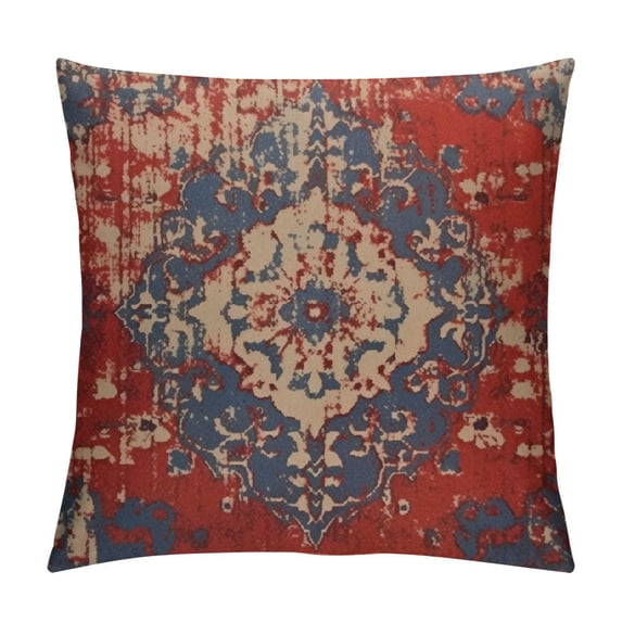 COMIO Boho Red Throw Pillow Cover, Bohemia Ethnic Style Carpet Pattern Cushion Case for Sofa Couch