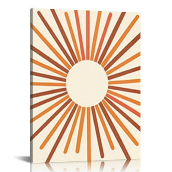 COMIO Boho Wall Art,Canvas Wood Framed Orange Sun Rising Prints, Waterproof Fade-resistant Light-weight Sturdy and Easy to Hang Wall Decor for Bedroom, Living Room, Bathroom, Office