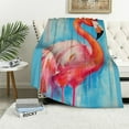 thumbnail image 1 of COMIO Bold Abstract Flamingo Painting Super Soft Flannel Blanket (Universal 1) White, 1 of 6