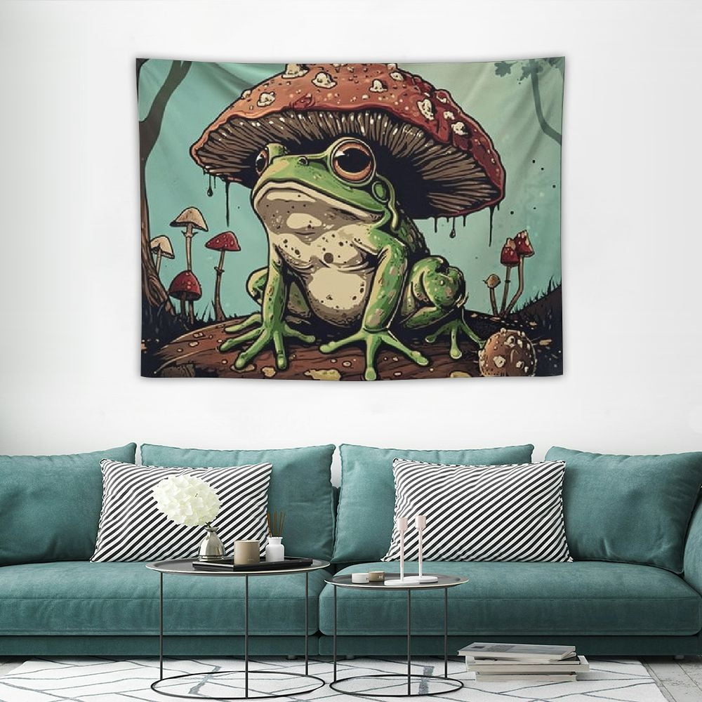 COMIO Botanical Mushroom Frog Tapestry Wall Hanging, Frog Tapestry for ...