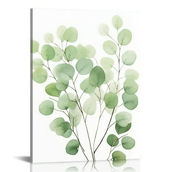 COMIO Botanical Plant Canvas Wall Art,Boho Wall Decor for Bathroom, Minimalist Aesthetic Bedroom Wall Art, Sage Green Eucalyptus Leaf Prints for Office