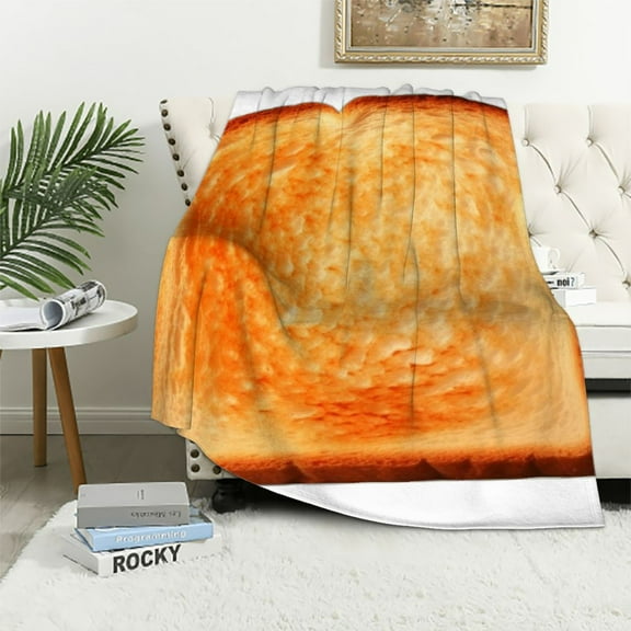 COMIO Bread Blanket, Toast Bread Throw Blanket for Adult and Kids, Tortilla Toast Blanket, Novelty Tortilla Blanke Throw Blankets Realistic Soft Flannel Wrap Blanket (Bread)