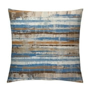 COMIO Brown Blue Grey Decorative Pillow Covers, Abstract Vintage Art Striped Throw Pillow Covers, Soft Square Outdoor Farmhouse Cushion Case for Couch Living Room Sofa Bed Car Decor