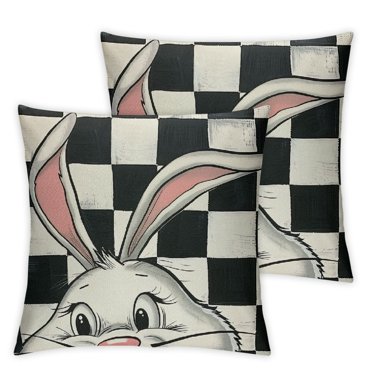 Easter Bunny Set Of 4 Decorative Throw Pillow Covers - Truck Eggs Velvet 16 X 16 Inches Pillows Cushion Case For Sofa Couch Bed Home Outdoor Car (16