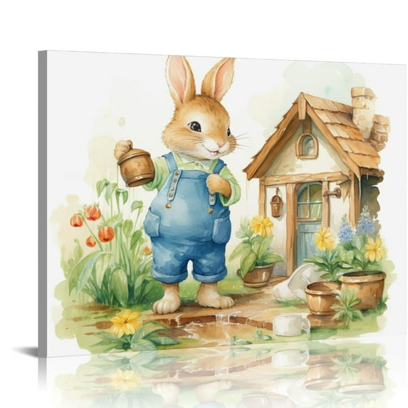 COMIO Bunny Sign Vintage Metal Tin Sign Garden Bunny Rabbit Wall Art Sign Country Chic Shabby Cottage Decor for Nursery Farmhouse Coffee Bar Kitchen Bathroom Funny Wall Decor Ornaments Gifts