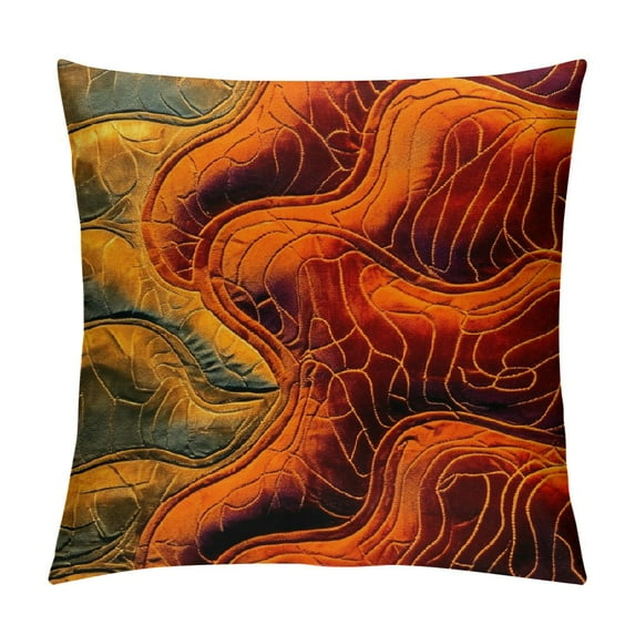 COMIO Burnt Orange Geometric Square Throw Pillow Cover Wavy Line Cushion Case Modern Zippered Pillowcase for Sofa Couch Bedroom Living Room Chair