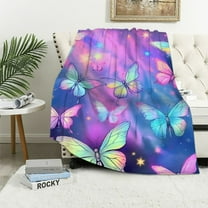 COMIO Butterfly Blanket Colorful Butterflies Throw Blanket Ultra Soft Flannel Beautiful Butterfly Blanket Gifts for Women Kids Adults