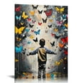 thumbnail image 1 of COMIO Butterfly Canvas Wall Art, Colorful Graffiti Wall Art Funny Butterfly, Banksy Canvas Wall Art, Butterfly Canvas Wall Decor, Modern Home Office, Wall Decor Framed Canvas Wall Art Easy to Hang, 1 of 5