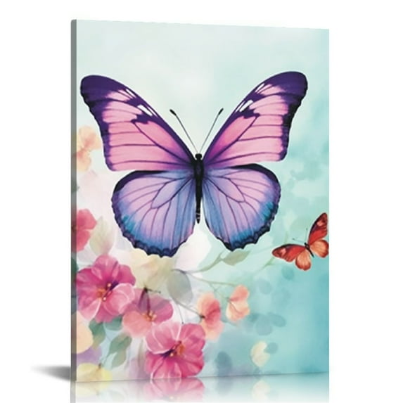 COMIO  Butterfly Canvas Wall Art Decor Fantasy Girls Wall Art Watercolor Art Print Butterflies for Wall Art Living Room Bedroom Canvas With Wood