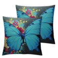 thumbnail image 1 of COMIO  Butterfly Decorative Throw Pillow Cover Case Watercolor Butterflies Lotus Flower Bold Splash Doodle  Pillow Cases Square Standard Cushion Covers for Couch Sofa Bed 2Pcs, 1 of 6