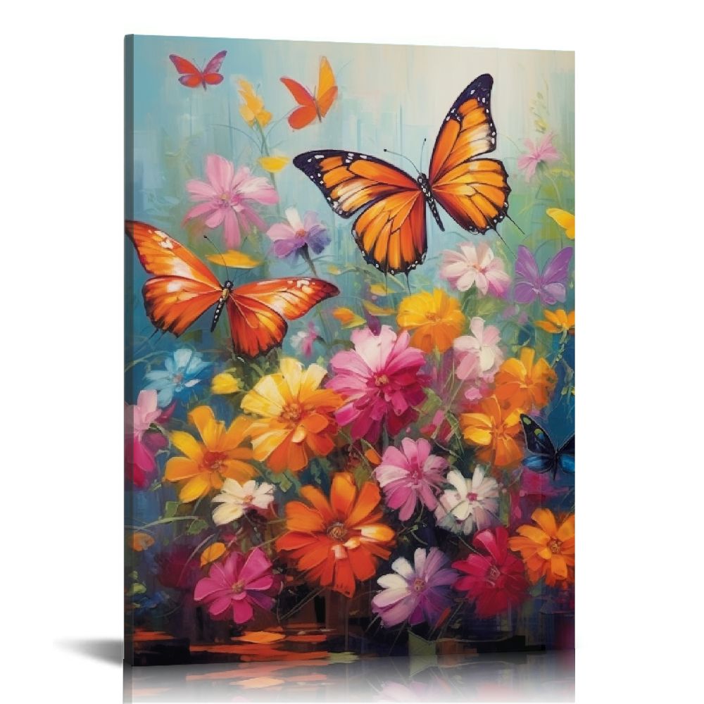 COMIO Butterfly Wall Art Color Butterfly Canvas Print Nature Floral ...