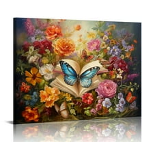 COMIO Butterfly Wall Art Colorful Butterfly Pictures Wall Decor Butterfly Painting Just Breathe Canvas Prints Modern Artwork Framed Home Decoration for Bathroom Bedroom Living Room Office