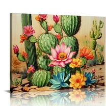 COMIO Cactus Decor  Bathroom Southwestern Wall Decor for Living Room Mexican Pictures Green Plant Canvas Art Bedroom Kitchen Home Decoration Tropical Succulent Botanical Painting Office Artworks