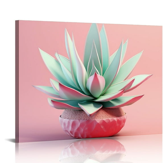 COMIO Cactus Wall Art Colorful Succulent Wall Decor Desert Plant Canvas Pictures Pop Mexican Decor Bathroom Kitchen Artwork Poster Bright Pink Painting for Living Room Bedroom Home Decoration