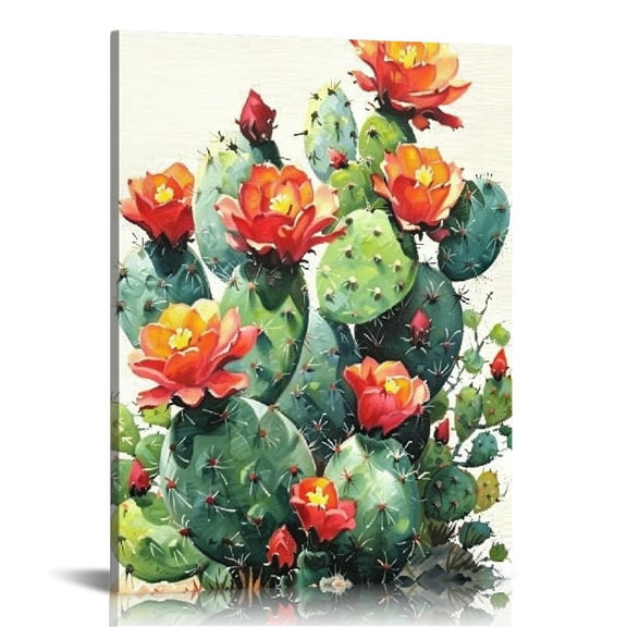 COMIO Cactus Wall Art for Home Southwestern Succulent Wall Art Picture, Spiny Green Plant Posters, Botanical Flower Bedroom Office Artwork Decorations