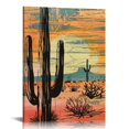 thumbnail image 1 of COMIO  Cactus Wall Decor, Western Wooden Cactus Wall Sign, Abstract Mountain River Landscape Printing Wall Hanging Decor for Bathroom Living Room Dining Room Kitchen, 1 of 5