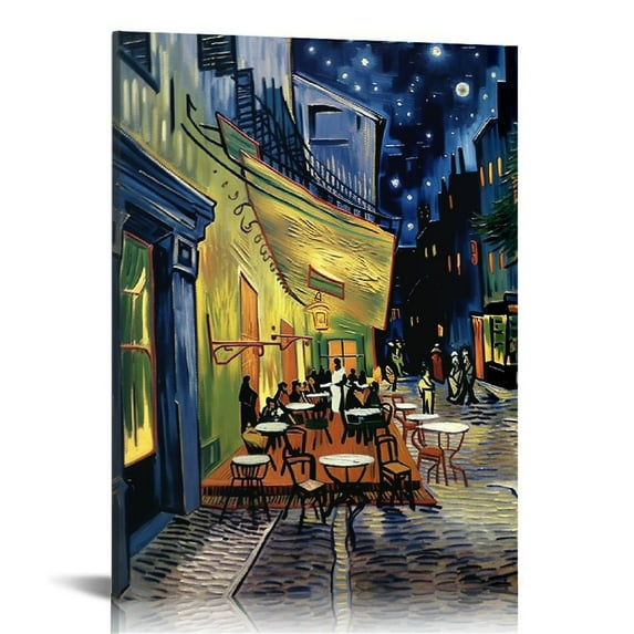 MLJA Cafe at Night Poster - Van Gogh Prints - Post Impressionist Famous Paintings Poster - Van Gogh Canvas Wall Art for Living Room Bedroom Office