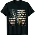 thumbnail image 1 of COMIO Camo US Flag Deer Elk Buck Camoflage Hunting Hunter Dad Gift Short Sleeve T-Shirt, 1 of 3