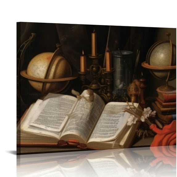 COMIO Candlesticks Musical Instruments Books Globes and Hourglasses History Wall Art Canvas Painting Posters and Prints Wall Art Pictures for Living Room Bedroom Decor