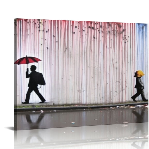 COMIO Canvas Print Colorful Rain Graffiti Wall Art Print Gallery Wrapped Image Mural Artwork for Home Decoration Modern Poster Gift