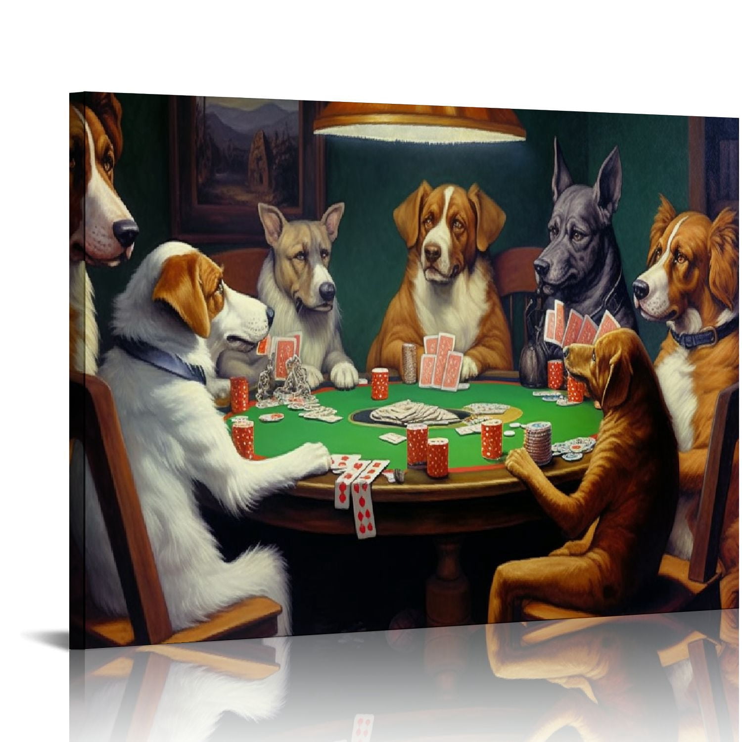 COMIO Canvas Print Wall Art Dogs Playing Poker Animals Wildlife ... - Wildlife-Themed Dog Crate Wall Decor