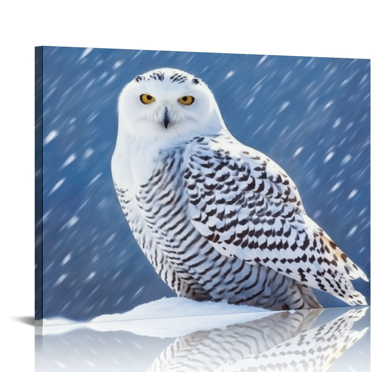 COMIO Canvas Print Wall Art,White Owl In Snow Modern Gallery Wall Decor