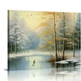 thumbnail image 1 of COMIO Canvas Print Wall Art Winter Forest Landscape with Frozen Lake Nature Wilderness Illustrations Modern Art Rustic Scenic Colorful Multicolor for Living Room, Bedroom, Office, 1 of 5