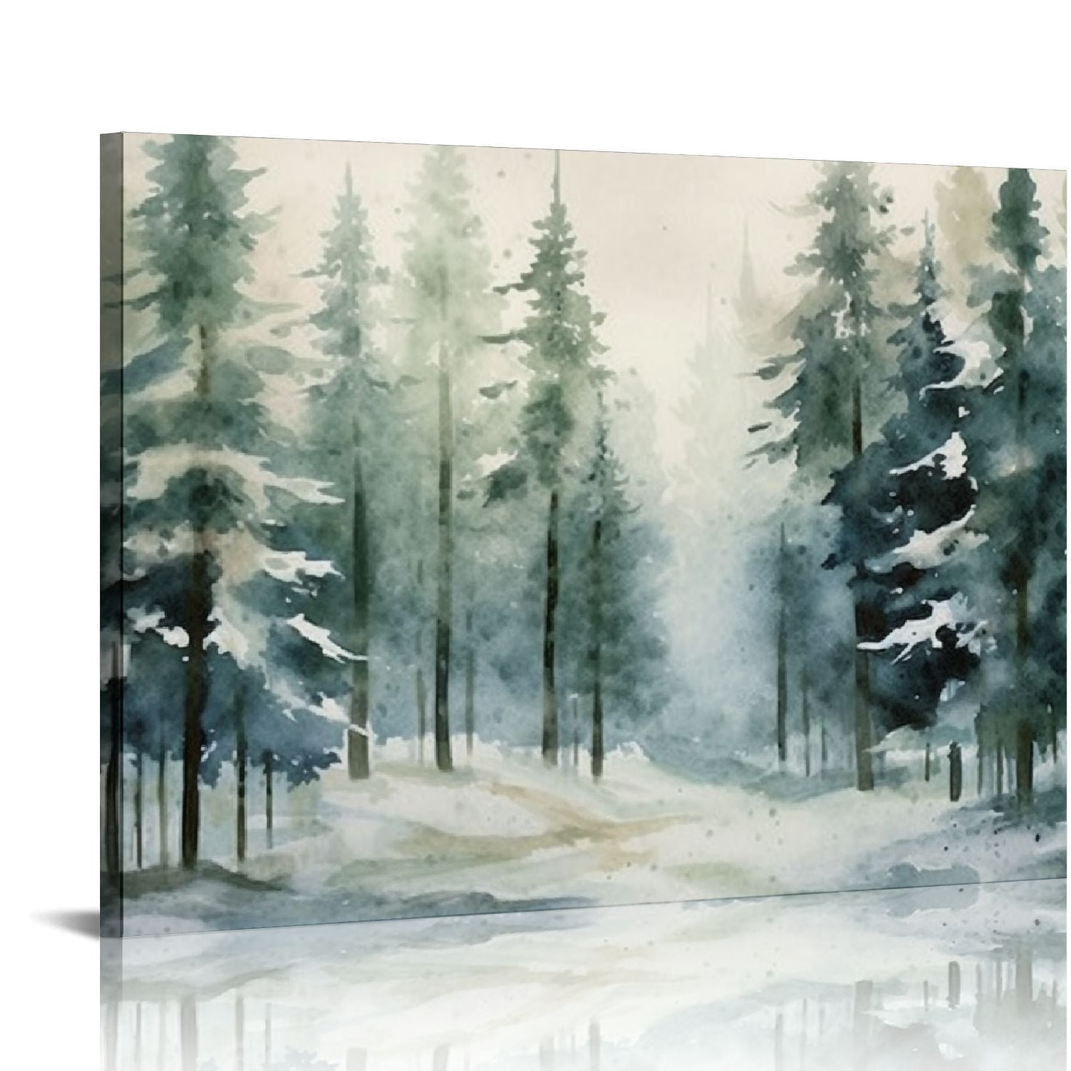 COMIO Canvas Print Wall Art Woodland Nursery Decor Pastel Green Pine ...
