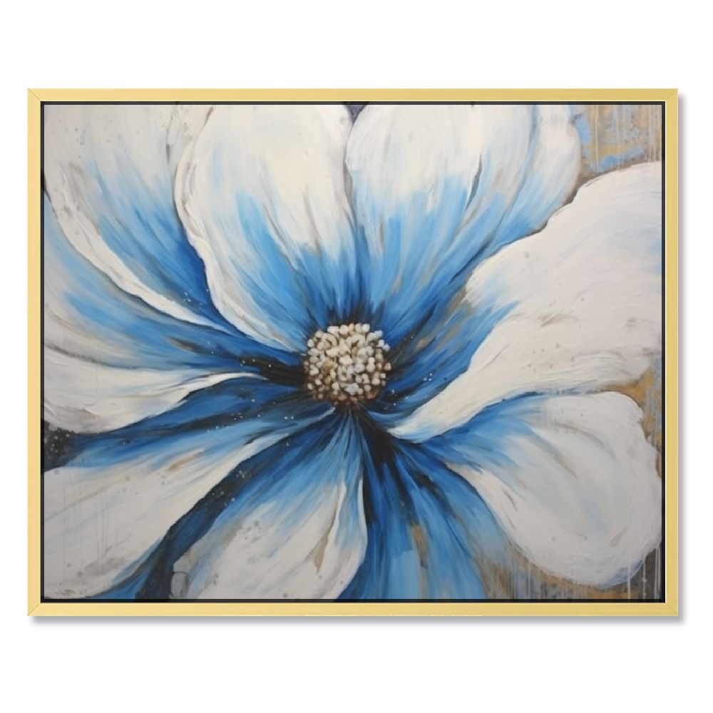COMIO Canvas Print Wall Art for Living Room Large White Blue Flower ...
