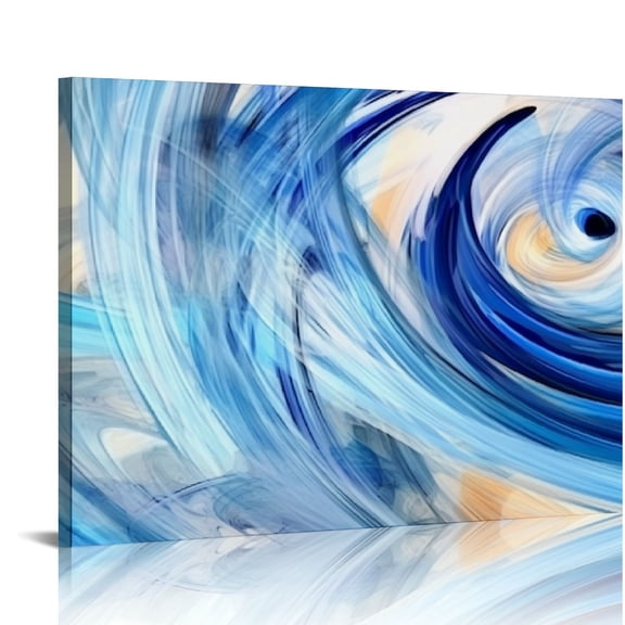 COMIO Canvas Prints Abstract Blue Wall Art Print Paintings Abstract Fractal Background Stretched Canvas Wooden Framed for Living Room Bedroom and Office Home Decor Artwork