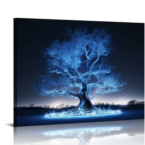 COMIO - Canvas Prints Blue Blossoms Trees in Black and White Landscape Scene in Central Park New York City Picture Wall Art Modern Canvas Painting For Home Decoration