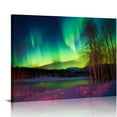 thumbnail image 1 of COMIO  Canvas Prints Northern Canvas Wall Art Green Aurora Borealis Painting Framed Nature Iceland Landscape Poster for Home Bathroom Bedroom Decor, 1 of 4