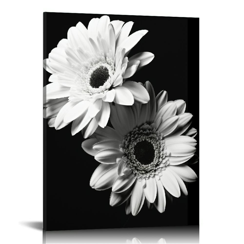 COMIO Canvas Prints Wall Art For Home and Office Wall Decoration Black And White Diasy Canvas Artwork Print Painting Picture Flower Modern Abstract Unframe Wall Art for Living Room Bedroom