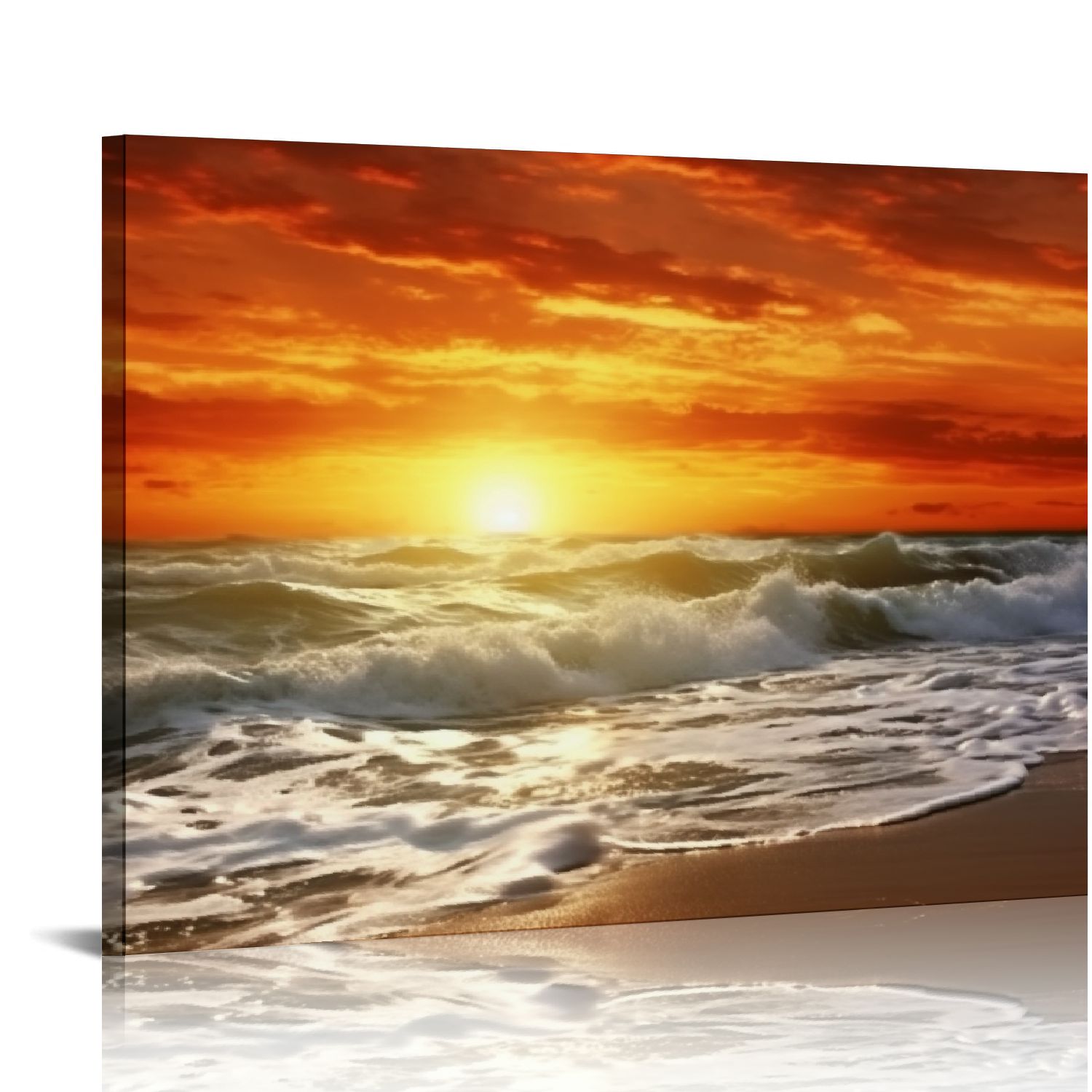 COMIO Canvas Prints Wall Art Sunset Ocean Beach Pictures Paintings for ...