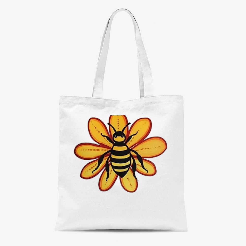 Sweetude Bee Happy Gift Bags - 30 Pcs, Cute Sunflower Bee Design, Reusable Non-Woven, 13x10x4 Inches, Brown