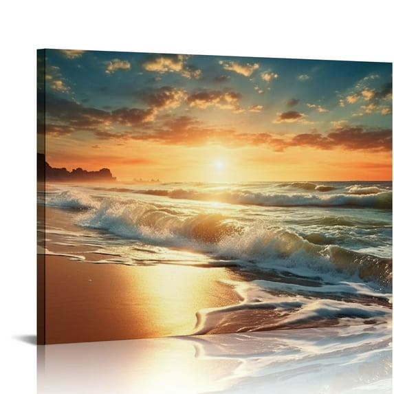 COMIO Canvas Wall Art Beach Sunset Ocean Nature Pictures Beautiful Cloudscape Over The Sea Photography Canvas Print for Living Room Bedroom Office