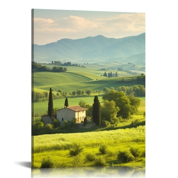 COMIO Canvas Wall Art Beautiful Spring Landscape in Tuscany, Italy Gallery Wrapped Modern Artwork Wall Decor for Living Room Bedroom Office