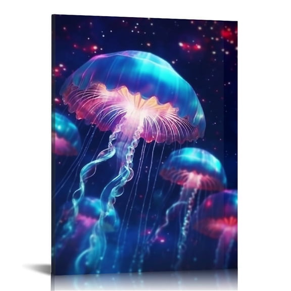 COMIO Canvas Wall Art for Bedroom Colorful Fantasy Mushrooms with Firefly Paintings Glowing Mushroom Forest Landscape Canvas Art Pictures Artwork Wall Decor for Living Room