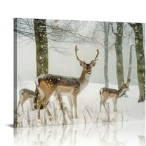 COMIO Canvas Wall Art Elk In Winter Canvas Print Artwork Deer And Snow Wall Art Paintings Modern Picture Print for Living Room Dinning Room Bedroom Bathroom Home Decor