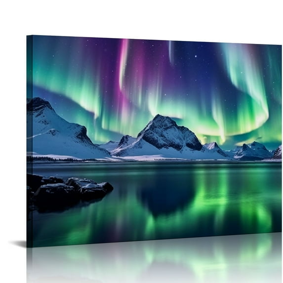 COMIO Canvas Wall Art For Bedroom Blue Aurora Scenery Paintings Modern Bathroom Canvas Art Prints Office Pictures For Home Kitchen wall Decorations Artwork