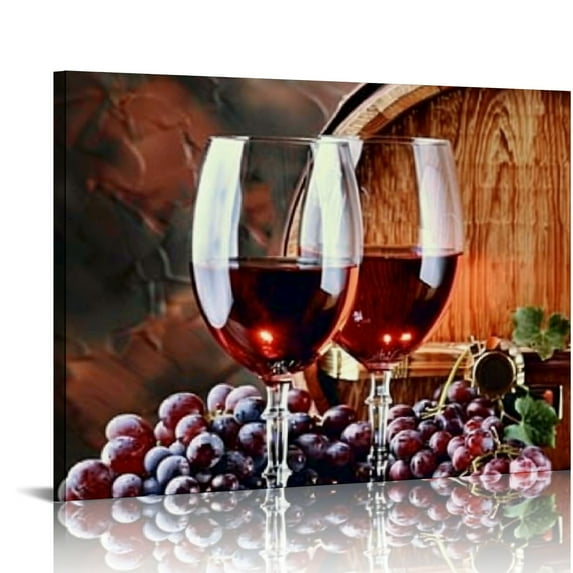 COMIO Canvas Wall Art For Kitchen Dining Room Wall Decor Wine Glass Wall Painting Still Life Wine Fruit Goblet Frame Wall Pictures Prints Artwork Bar Restaurant Decoration Home Decor