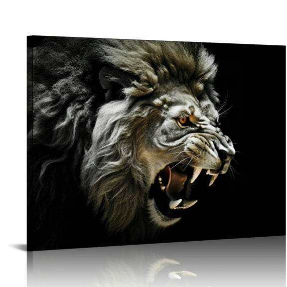 COMIO Canvas Wall Art Lion Painting Modern Large Beast Canvas Artwork Contemporary Wall Art Pictures Black and White Lion for Kitchen Office Home Decoration